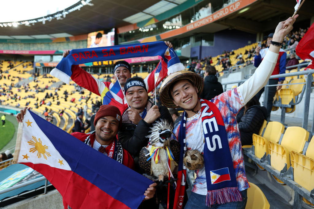 FIFAcom's tweet photo. First-ever #FIFAWWC goal ✅
First debutant team to score at the 2023 tournament ✅

A moment the @PilipinasWNFT fans will never forget! https://t.co/bXjh4LChNy
