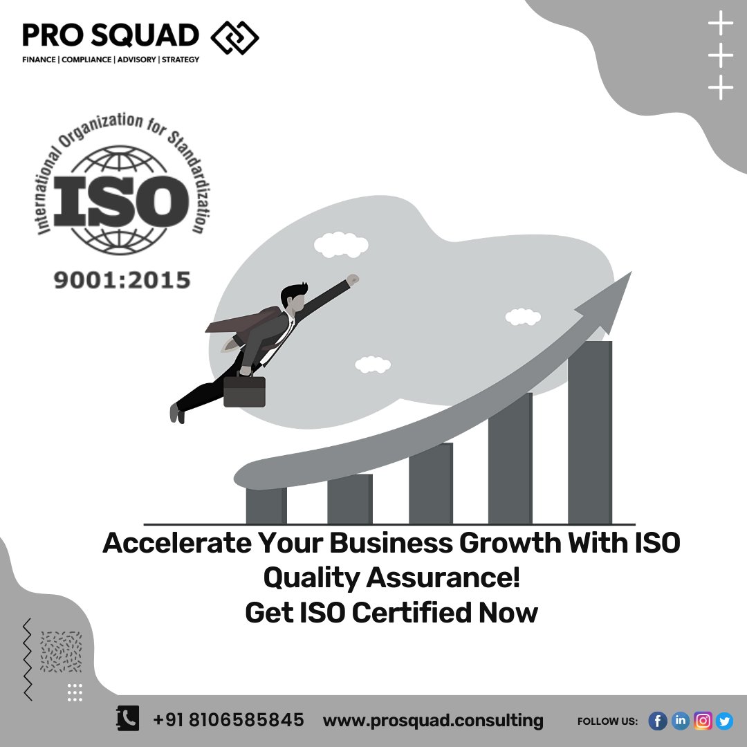 ISO certification helps to improve the credibility and efficiency of the business. Set the standard of your business at a higher level in terms of quality and safety by ISO Registration.

 #business  #ISOCertification #ISORegistration #ISOStandards   #prosquadconsulting