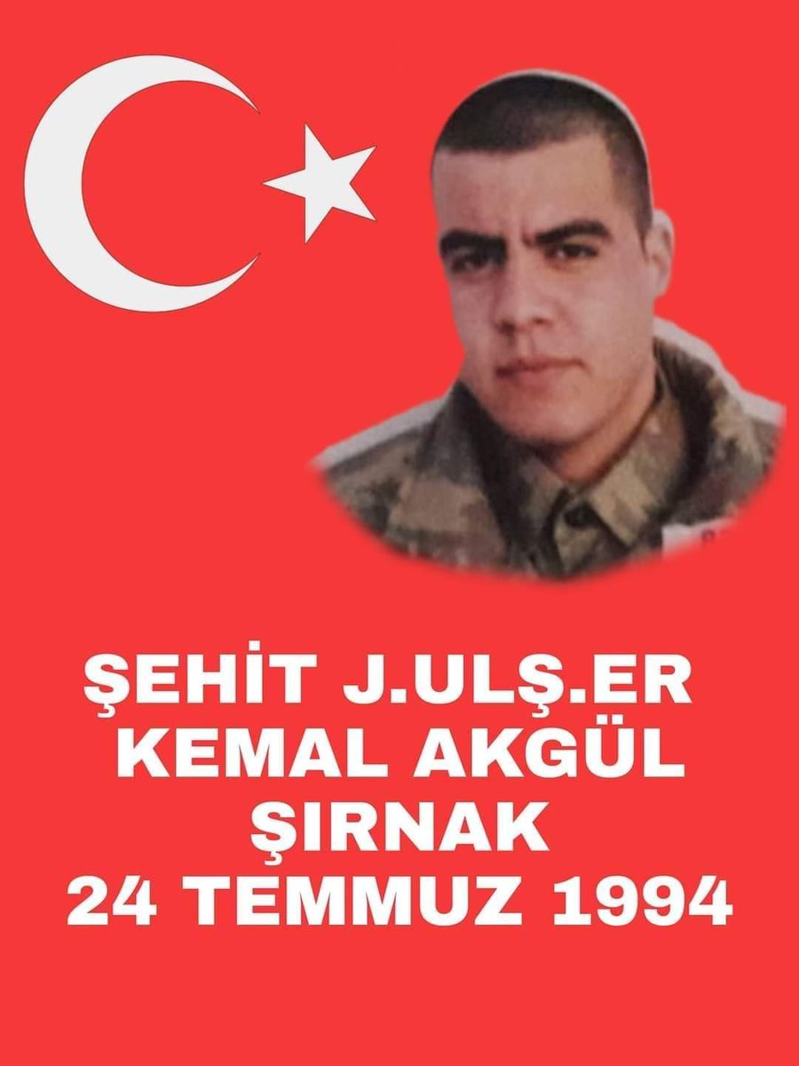 SehitlerimGazim's tweet photo. Şehidimiz J.ULŞ Er Kemal Akgül  ( 24.07.1994 ) ( ŞIRNAK ) Şehadet yıldönümünde Rahmet, Minnet ve Şükran'la anıyoruz, Ruhu Şad Mekanı cennet olsun. Ruhuna Elfatiha... https://t.co/Z9vSSYPnOd