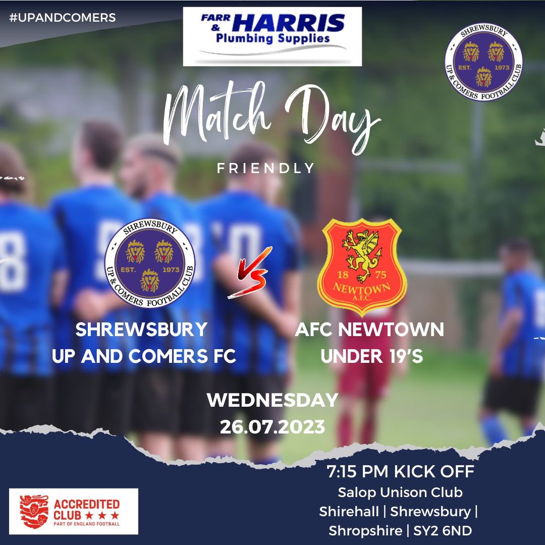 We host <a href="/NewtownAFC/">Newtown AFC</a> Under 19’s Academy tomorrow night at the <a href="/SalopUnisonClub/">The Salop Unison Club</a>. 7:15 Kick Off. #final #prep