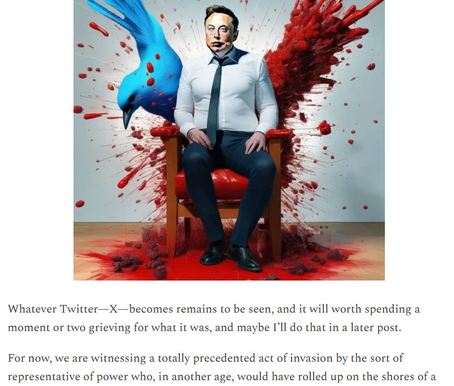 lynlinking's tweet photo. Now I Am Become Musk, Destroyer of Platforms
The truth is, Musk is in the process of destroying something of value because he never understood the value that Twitter provided. But Twitter is hardly the point. excerpt by @timdunlop
https://t.co/xWSUdlPbw0 c @WgarNews https://t.co/qh890WZiV3