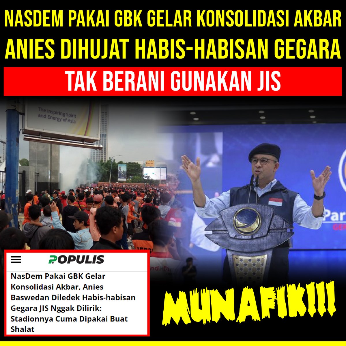 fannyalisaa's tweet photo. NasDem Pakai GBK Gelar Konsolidasi Akbar, Anies Dihujat Habis-habisan Gegara Tak Berani Gunakan JIS
Anies
Alshad
Depok
Dirut Pertamina
Jelek https://t.co/BUjcGCMWu3