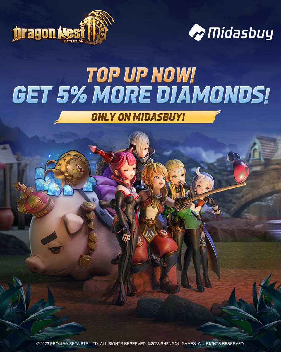 Midasbuyglobal's tweet image. 🔥Dragon Nest 2: Evolution is here! Top Up Now and Get 5% More Diamonds only on #Midasbuy!💎
🔗 midasbuy.com/midasbuy/buy/d…

📲 Download game: bit.ly/DN2EDL
#DragonNest2 #DN2