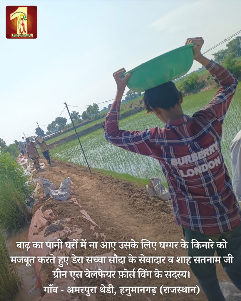 DSSNewsUpdates's tweet photo. In the darkest moments of floods, Dera Sacha Sauda volunteers, following the example of Saint Dr. @Gurmeetramrahim Singh Ji Insan, have been a guiding light for stranded families. Their efforts have brought hope and reassurance in times of uncertainty. #SaintDrMSG #DeraSachaSauda #RamRahim #Humanity