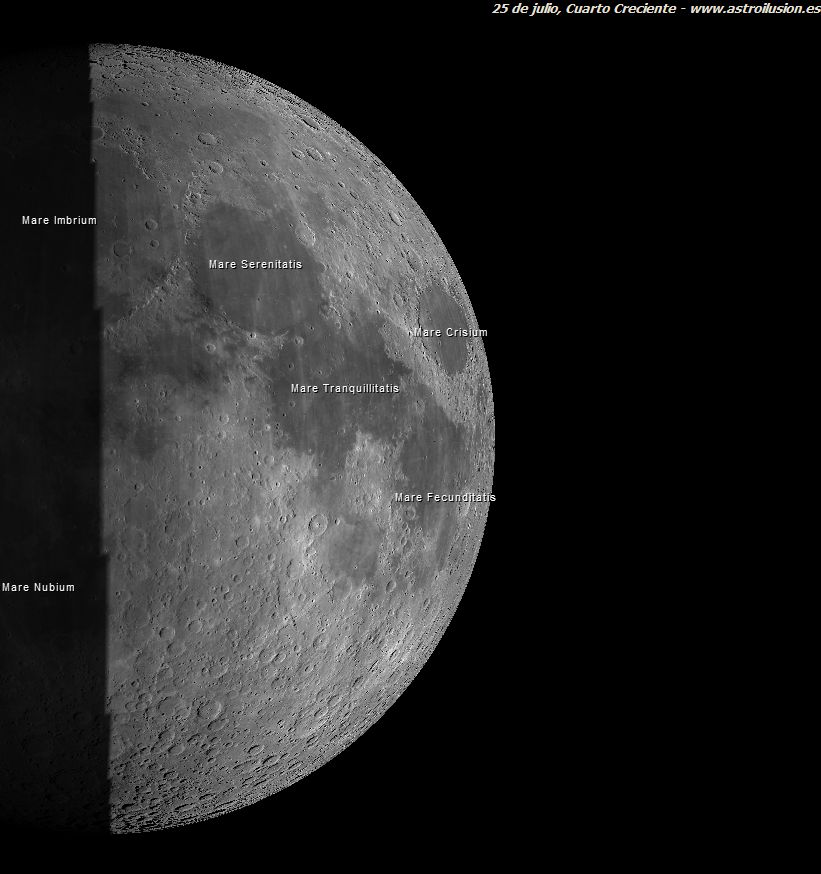 astroilusion's tweet photo. En la medianoche de hoy día 25 de julio tendremos a la Luna en Cuarto Creciente. Un momento idóneo para observar sus cráteres y viajar por el terminador lunar con unos sencillos prismáticos.
https://t.co/RTxsnGMKoV
#Astronomía #CienciaCiudadana #naturaleza #Luna https://t.co/jfTmZF3w6w