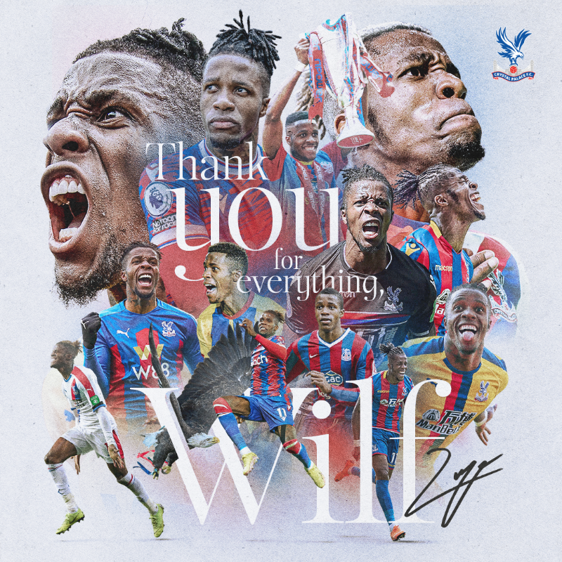CPFC's tweet photo. Good luck for the future, Wilfried ❤️💙