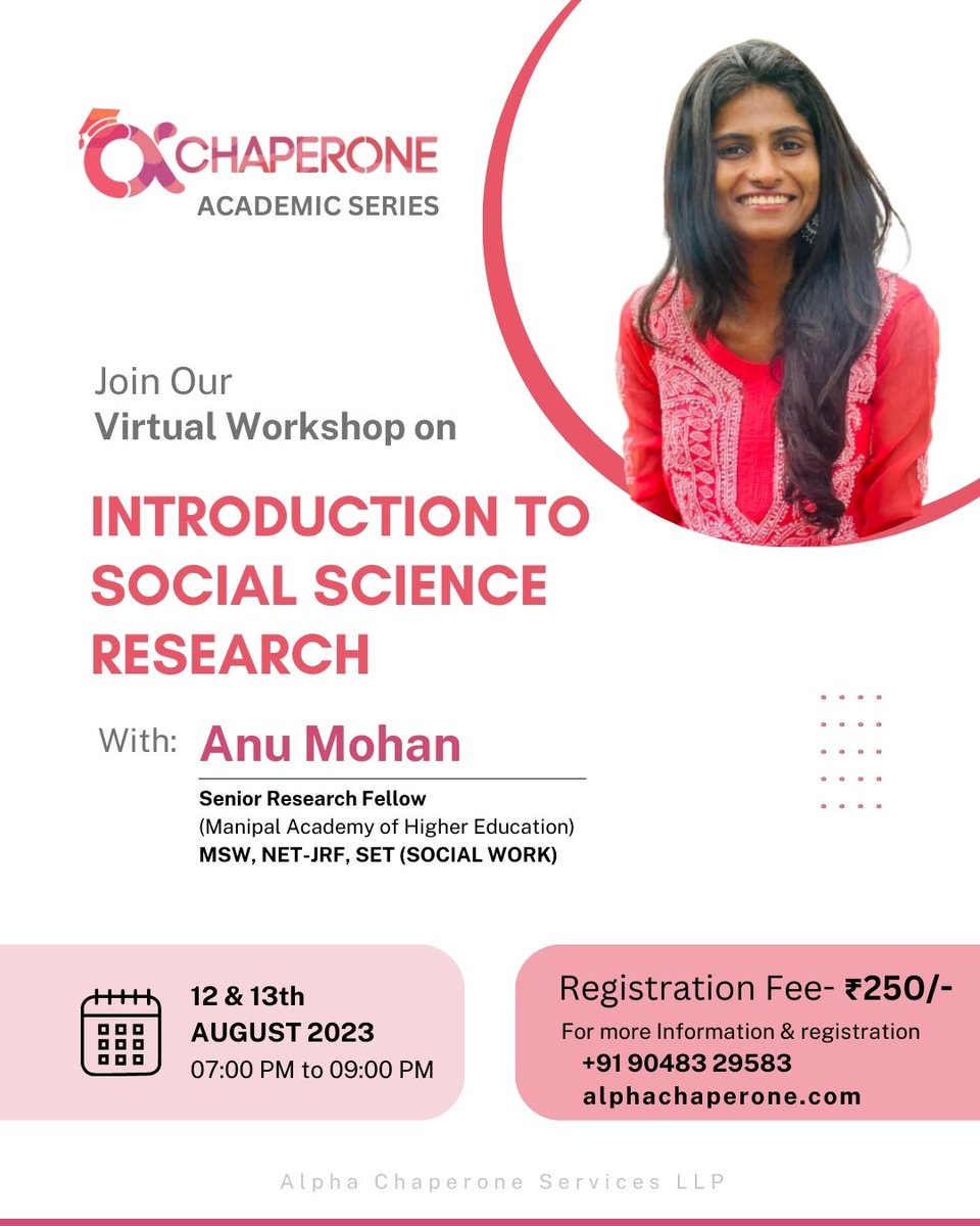 AlphaChaperone's tweet photo. Discover the Art of Research! 📚🔍 Unveil the world of Social Science Research in our immersive Online Workshop - "Introduction to Social Science Research." 

Click here to details and registration:  https://t.co/QTPSUAQDAE

#SocialScienceResearch #OnlineWorkshop https://t.co/7Y4VkCBfZn