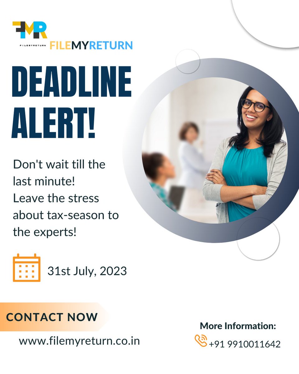Filemyreturn2's tweet image. &quot;Time&apos;s almost up! Let FileMyReturn be your ITR filing savior.&quot;
#ITRFILING #FILEMYRETURN #GURGOAN #NAMASTE #FINANCE