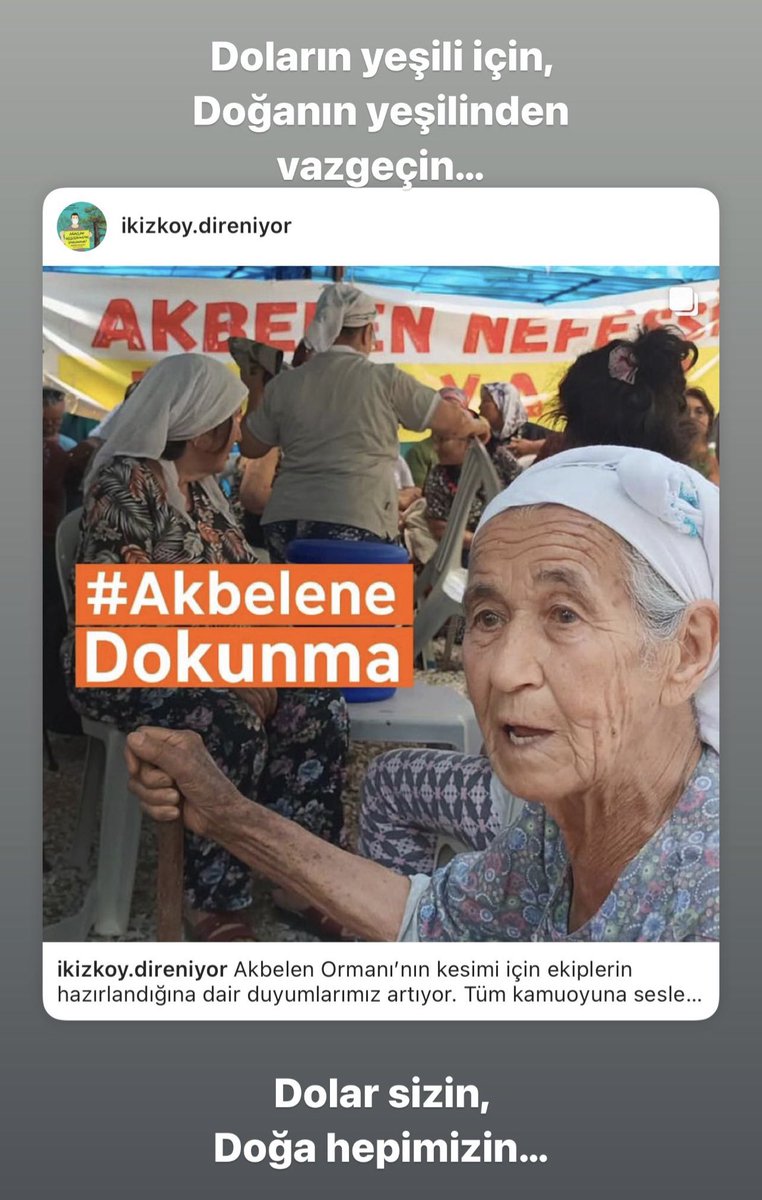 UmutDayanan's tweet photo. Doların yeşili için,
Doğanın yeşiliyle uğraşmaktan vazgeçin. 

#AkbeleneDokunma 
Dolar sizin,
Doğa Hepimizin… https://t.co/uxEWm8aoEg