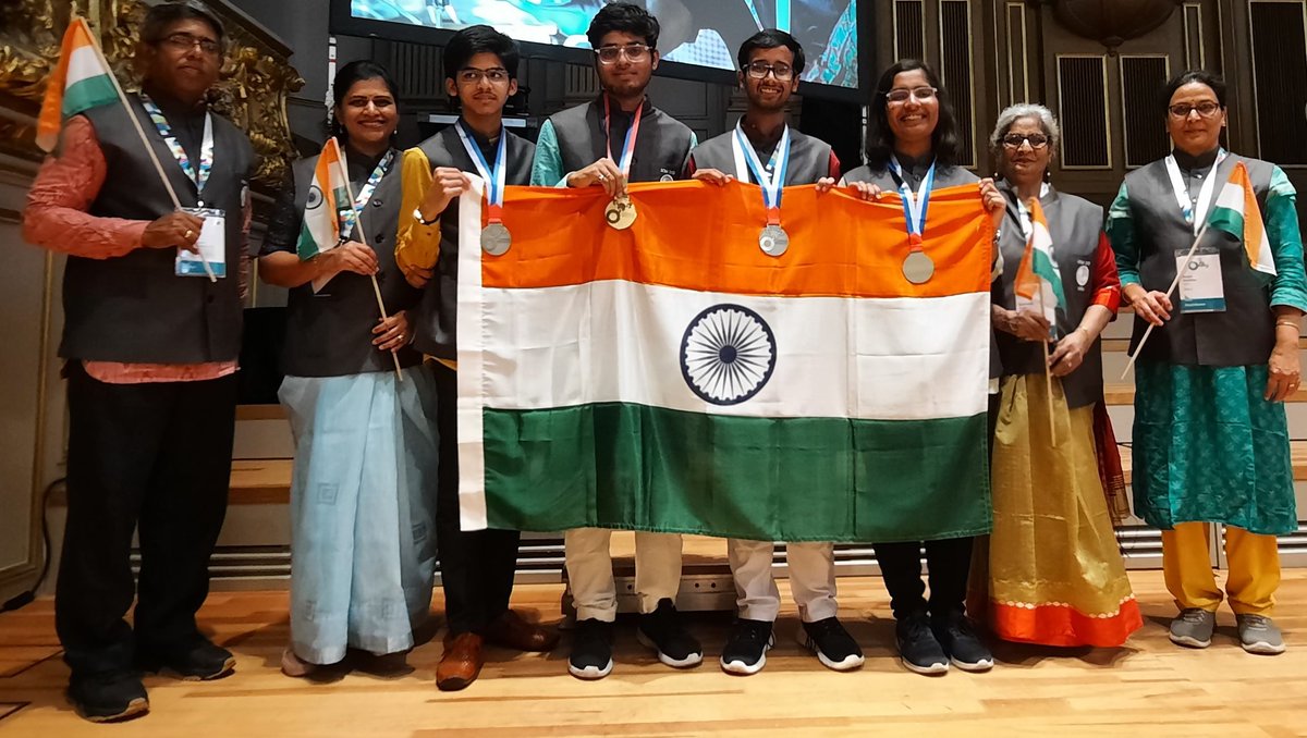 🥳🎇Congratulations Team India 🇮🇳 for the impressive success at the 55th <a href="/IChO2023/">IChO2023</a> held at <a href="/ETH_en/">ETH Zurich</a>. What an achievement! 
Well done 👏👏👏
🥇Gold medalist: Krish Srivastava (UP)
🥈Silver medalists: Avaneesh Bansal (MH), Malay Kedia (UP), &amp; Aditi Singh (GJ) <a href="/HBCSE_TIFR/">HBCSE</a> #IChO2023