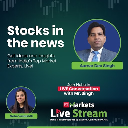 Aamar Deo Singh (@amarsingh1118),MBA and a qualified CFA, discusses 'Stocks in the news' on today's ETMarkets Livestream. @nehavashishth90 Click the link below to join the live session at 4 PM economictimes.indiatimes.com/markets/etmark… #ShareMarkets #Traders #InvestmentTips