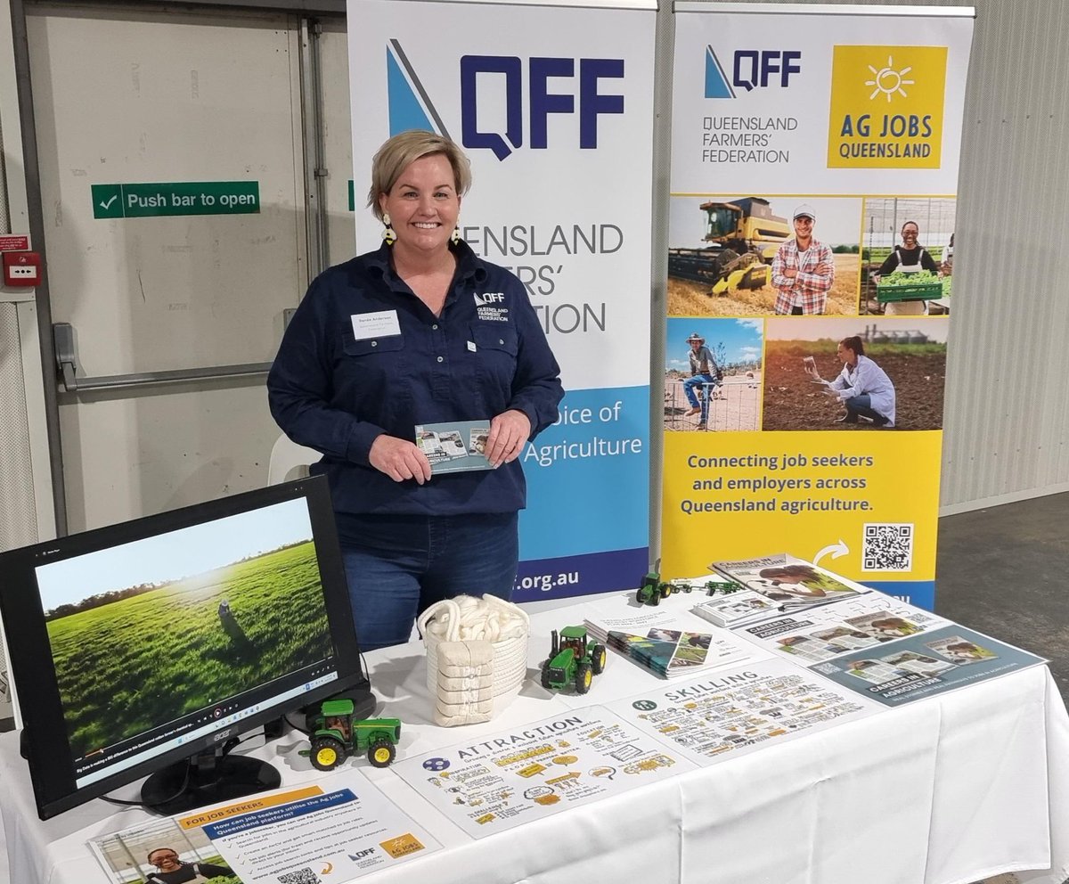 The woman, the myth, the Ag legend! @IamFarmerRenee at the helm of @QldFarmers info booth at tonight’s Ag Industry Careers night in Emerald. Pop along to the HIA Pavilion at the Showgrounds and say hi! 👋 #agcareers #agchatoz @agjobsqld