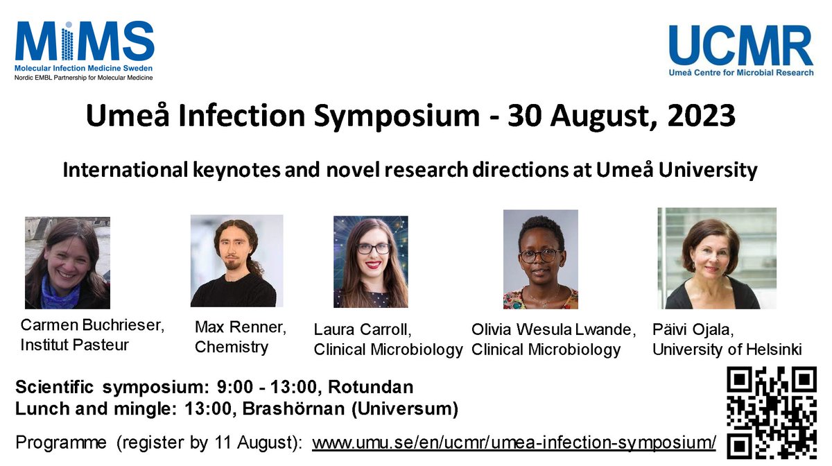 MIMS - Molecular Infection Medicine Sweden (@mims_umea) on Twitter photo Participate at the Umeå Infection Symposium, co-organised by <a href="/mims_umea/">MIMS - Molecular Infection Medicine Sweden</a> and <a href="/Ucmr_sweden/">Umeå Centre for Microbial Research</a>, at <a href="/umeauniversity/">Umeå University</a> on 30 August 2023! Register before 11 August and attend this exciting half-day event with lunch & mingle! shorturl.at/wyzD4 Participate at the Umeå Infection Symposium, co-organised by <a href="/mims_umea/">MIMS - Molecular Infection Medicine Sweden</a> and <a href="/Ucmr_sweden/">Umeå Centre for Microbial Research</a>, at <a href="/umeauniversity/">Umeå University</a> on 30 August 2023! Register before 11 August and attend this exciting half-day event with lunch & mingle! shorturl.at/wyzD4