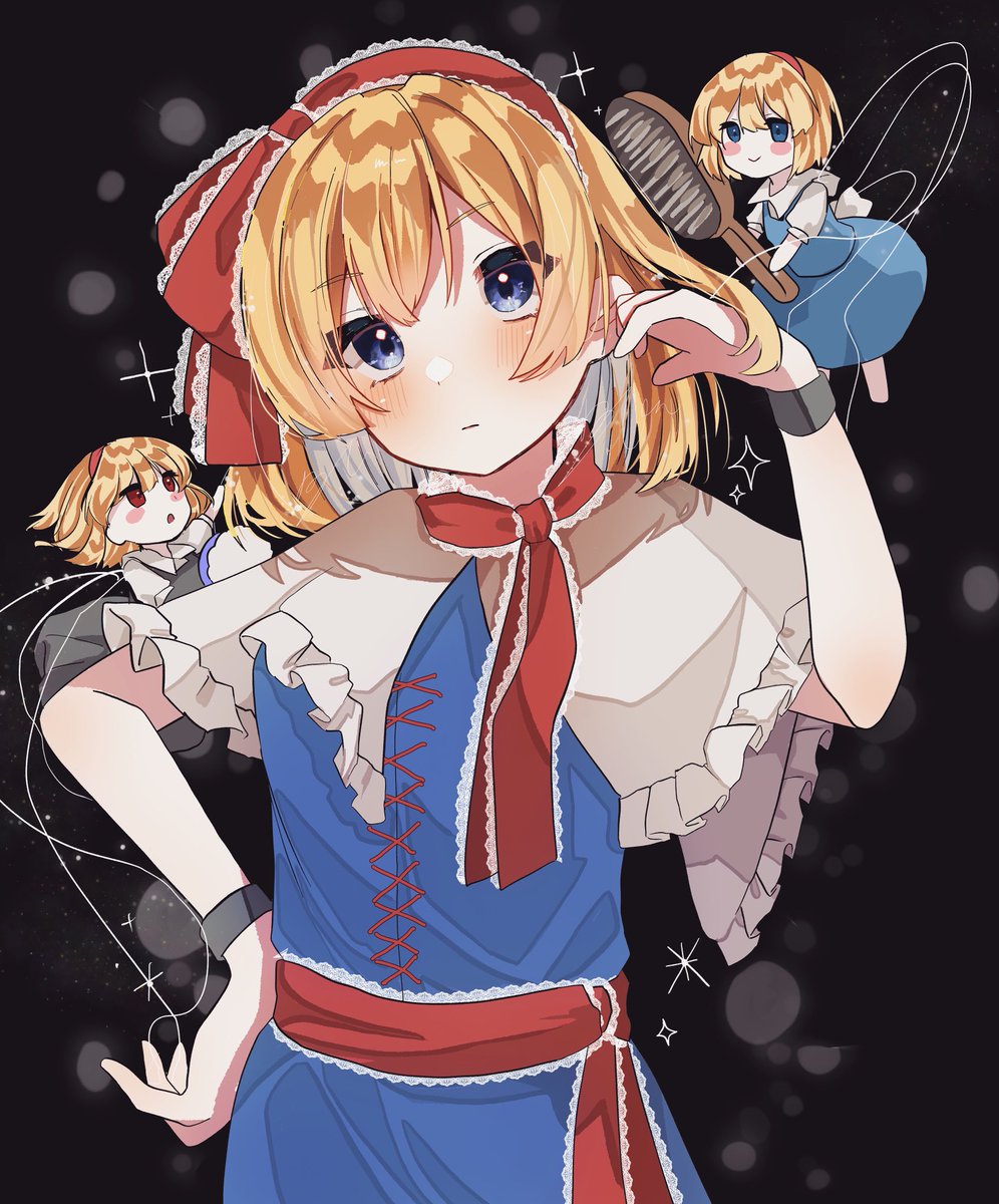 alice margatroid blue dress blonde hair blue eyes dress red hairband hairband short hair  illustration images