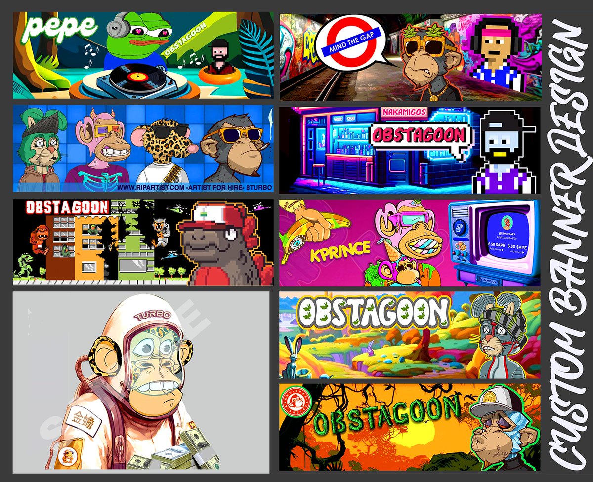 RipArtistNFT's tweet image. I offer fast and professional #Twitter banner designs as a true graphic designer with over 20 years of experience in the field! If you're looking for authentic custom designs, feel free to get in touch with me! #DesignExpert #GraphicDesign #Bannerdesign