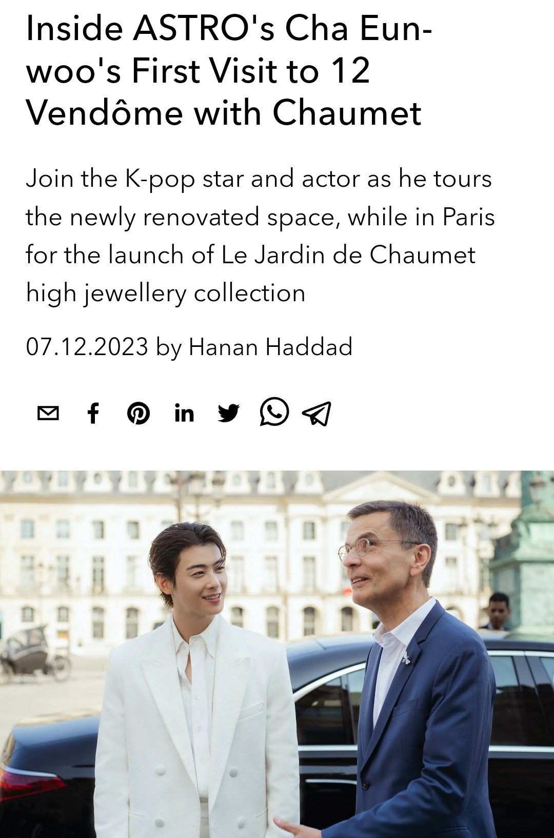 CHA EUNWOO INTERNATIONAL (Fan Account) on X: 📍The SURE magazine IG post Cha  Eunwoo looks like royalty at @Chaumet gala dinner in Paris Like, comment  & share 🖇️ CHAUMET PRINCE CHA EUNWOO #