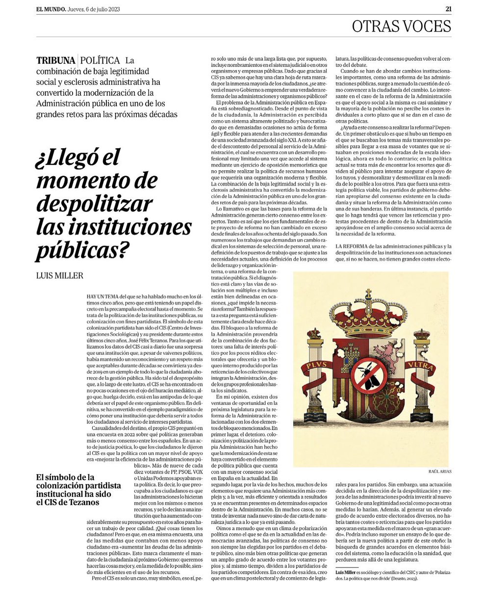 lhoradepensar's tweet image. Una de les polítiques amb més consens social és millorar l’eficiència de les institucions públiques, per què no es fa? En aquest article, @luismmiller ho relaciona amb la polarització política. #Política #Polarització