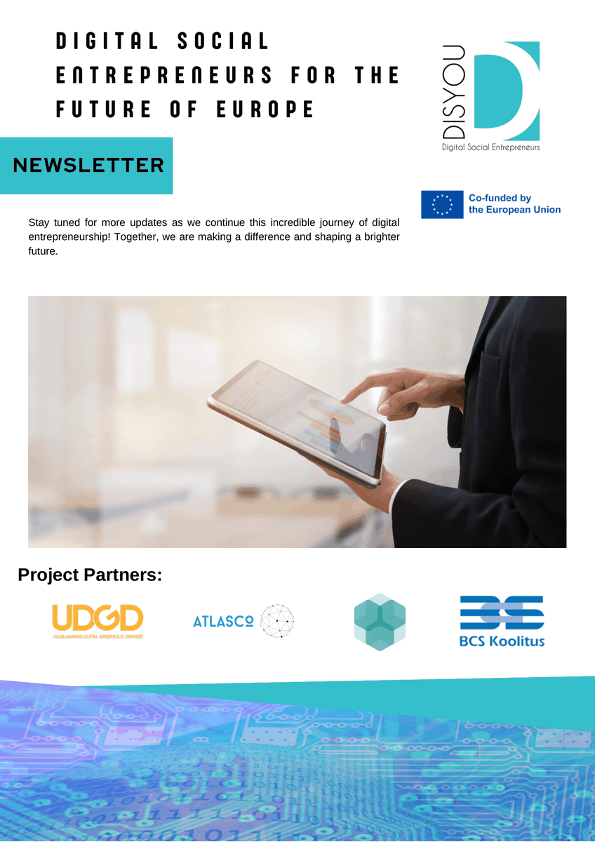 DisyouEU's tweet photo. Unlock the power of social entrepreneurship and digital skills!

Have a look at our latest newsletter and stay updated on our progress, training materials, and upcoming activities.

Be part of this positive change!

#DISYOU #entrepreneurship #digitalentrepreneurship https://t.co/ba8d77KJOy