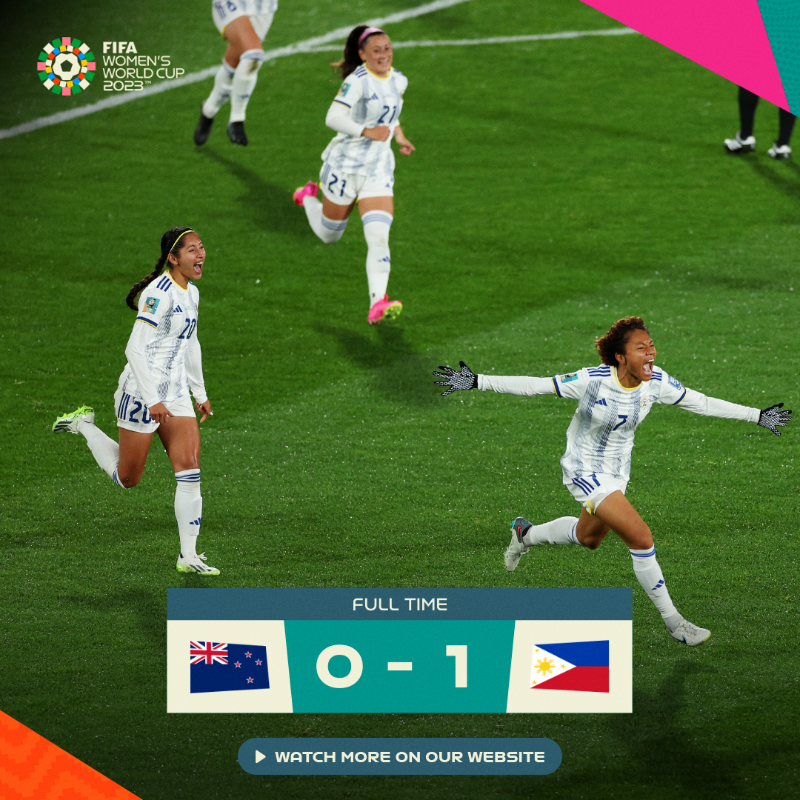 FIFAWWC's tweet photo. History made. ✅

@PilipinasWNFT secure their first #FIFAWWC win and Group A is wide open! 🇵🇭