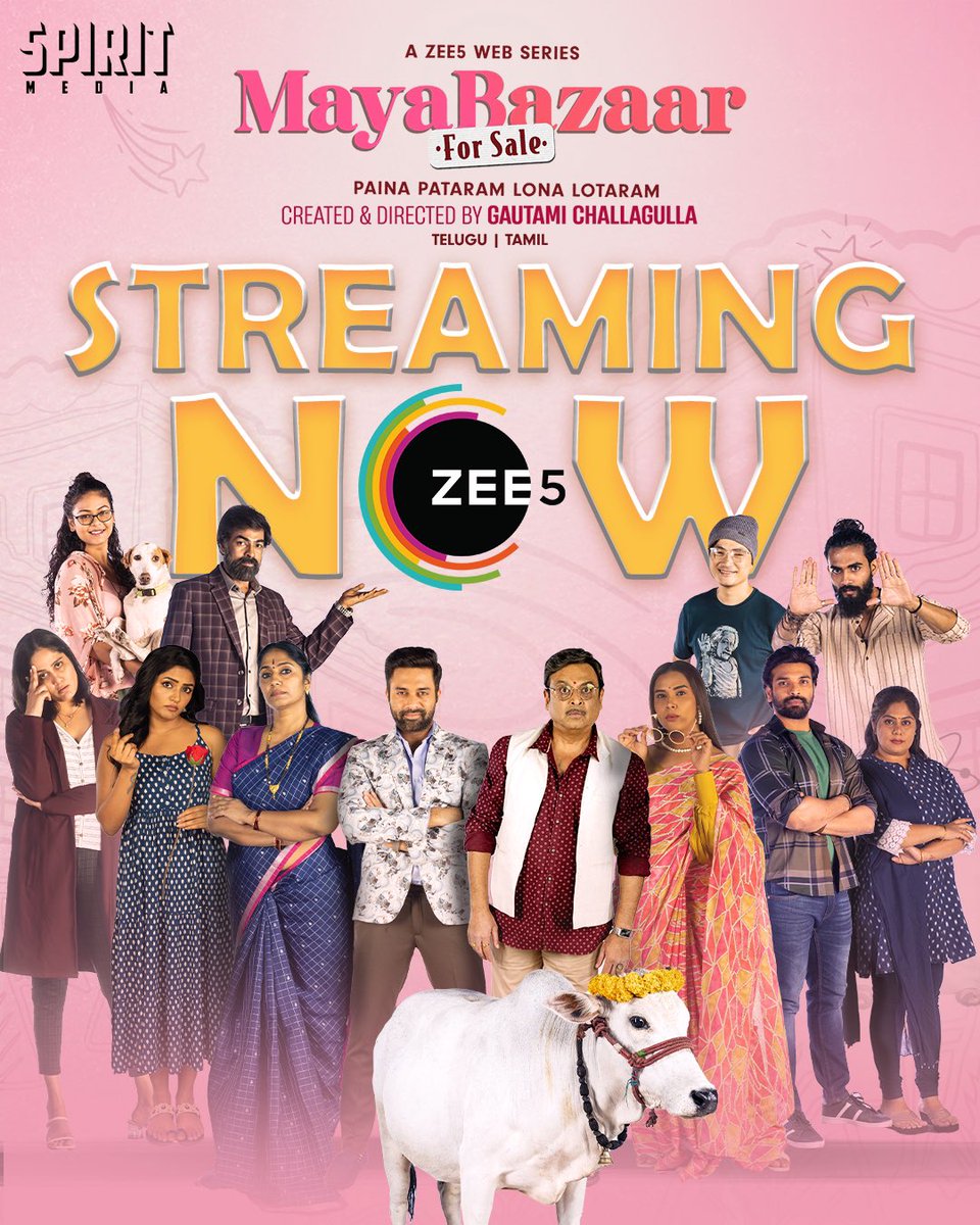 harish2you's tweet photo. Dont miss this fun filled show 

Watch Mayabazaar For Sale today!
STREAMING NOW

#MayaBazaarForSale #MayaBazaarOnZee5 #PainaPataramLonaLotaram #Zee5Telugu @Zee5 @Zee5Global

Constructed by:
@thespiritmedia @miragemedia

Brand Ambassador: @pnavdeep
The Pastrys: @yourseesha @nareshvijayakrishna @anchor_jhansi @charankasalaofficial
Kausalya: @kanakalasuma
The Gandhis: @therealravivarma @actress_hariteja
The Lovey Doveys: @sunainatheoriginal @raja.chembolu @vedulah

The Hippies: @aditi.myakal @raviraj_actor

The Bachelors: @meiyangchang @hithisistarun @Umairhasan7 @vjay_chaganti
 
Other Residents: @avantideepak9 @actressbindu @vjay_chaganti @vishnu_vimal 

Visitors: @iamgetupsrinu @jabardasth_ramprasad @mirchi_kiran @rj_abhijeeth_ram @sivannarayana_ @wamce @dgeethabhascker

Architect: @gautamidotinuniverse

Styling: @poojitatadikonda