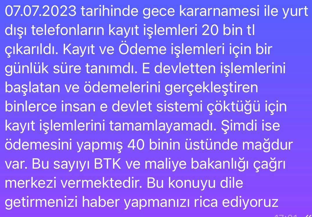 syslbg's tweet photo. @RTErdogan Sayın cumhurbaşkanım imei harcını ödeyip e devlet sistem hatasından mağdur edilip kayıt tamamlayamayan vatandaşların sesini duyun artık lütfen #btk #imeikayıtsüresiuzatılsın #imei https://t.co/HMFRZIauen
