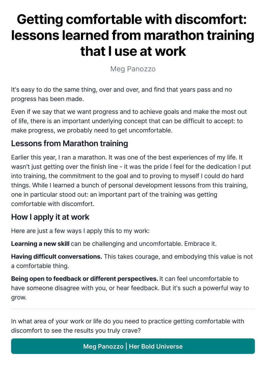 Discomfort is understandably something we avoid. But there are situations when it's required to grow into the person we want to be.

Here are a few ways I apply the concept of "embracing discomfort".