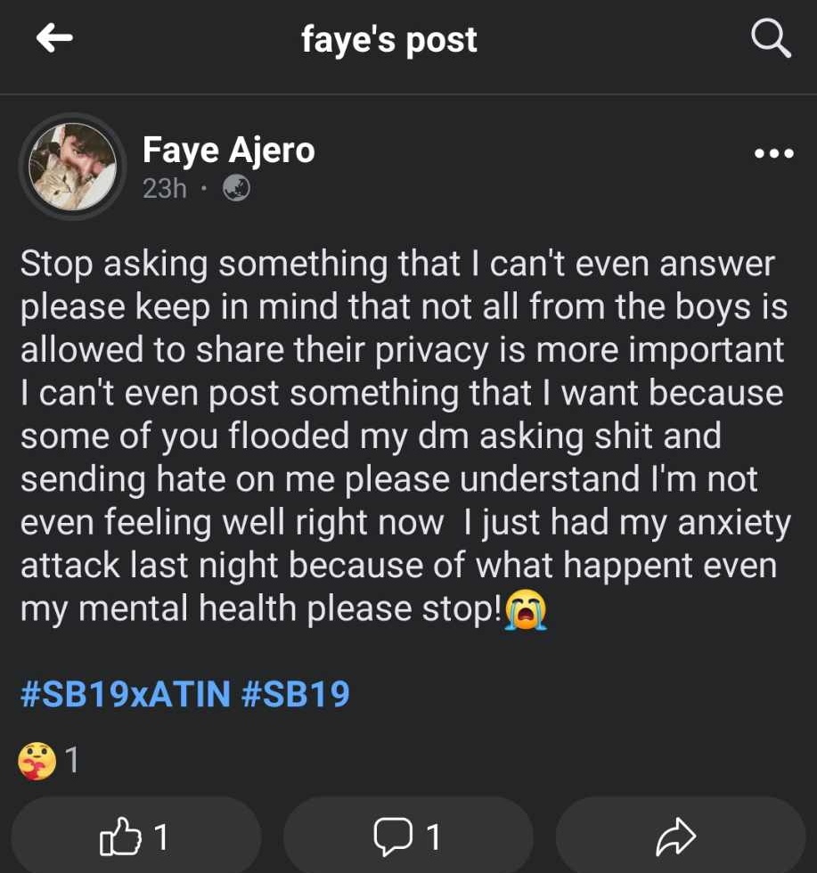 chiKENfillet_'s tweet photo. Hi everyone! just wanted to spread awareness sa account na to named "Faye Ajero" na nag papanggap na associated sya sa mahalima at nag nanakaw ng IG stories ng staff ng SB19 , para lang masabe na related sya sa lima. Gumawa din ng gc para dun ipagpatuloy ang pagiging delulu. https://t.co/Kiks8V9g43