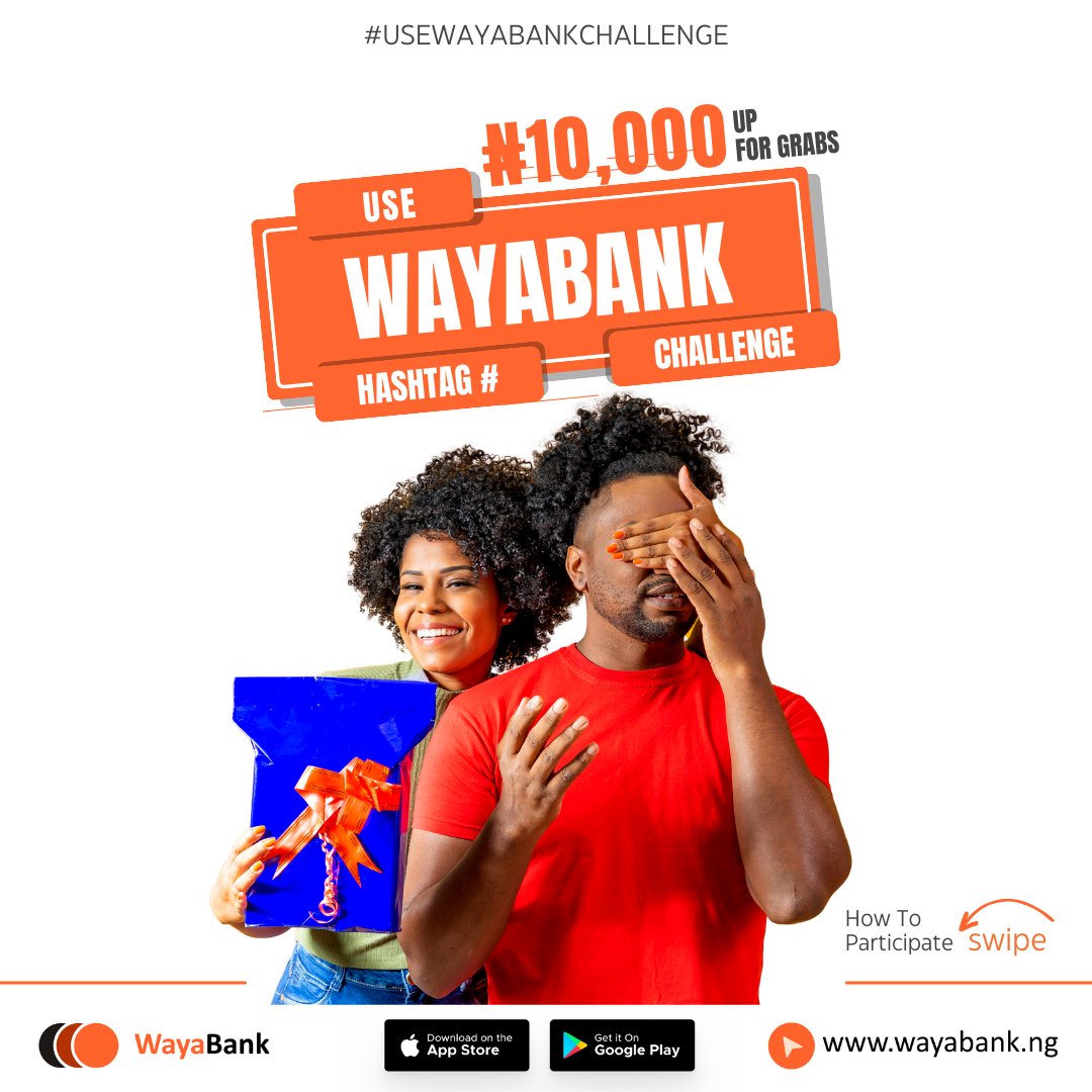 WayabankNg's tweet photo. Wayabank is back with another amazing package for our awesome users. Be a part of #USEWAYABANKCHALLENGE.
Follow the steps above and stand a chance to win amazing prices!!! https://t.co/3yHGasArSA