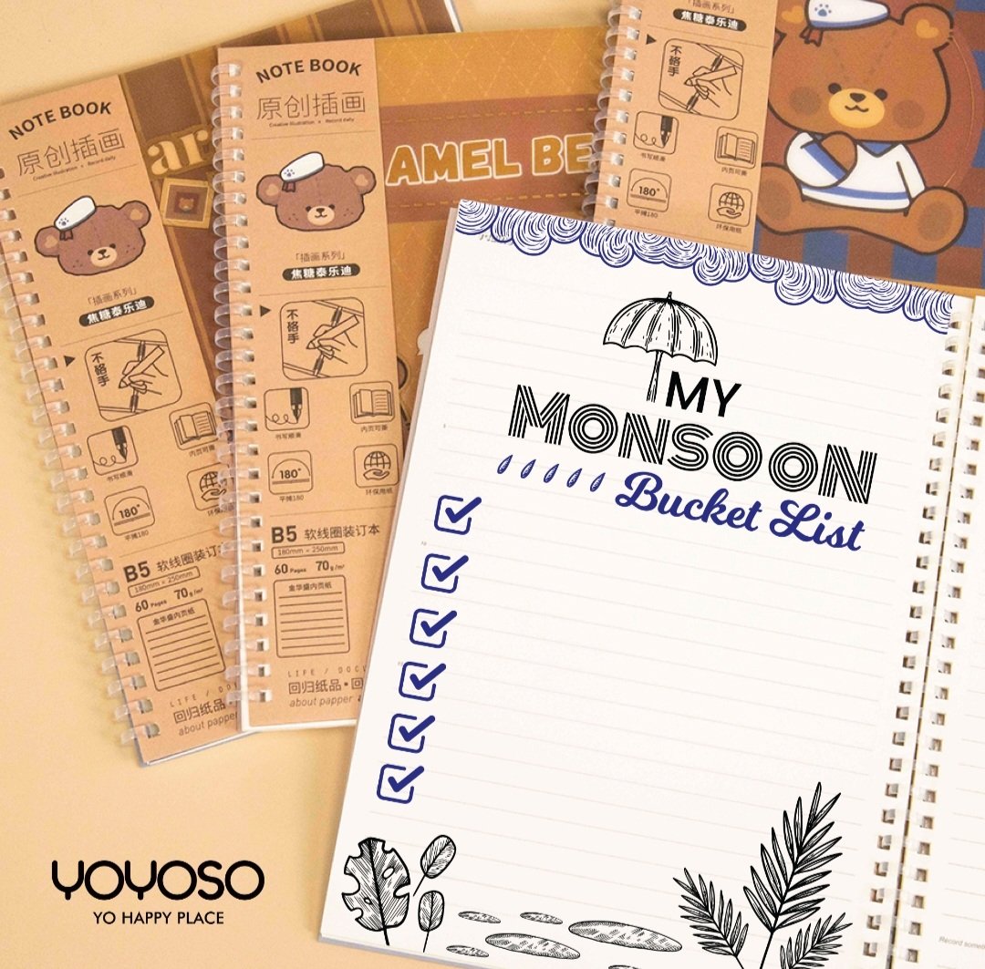 inyoyoso's tweet photo. During this monsoon, what do you have in your bucket list? ☔️🌧

Tell us in comments!! 

#bucketlist #monsoon #yoyoso #notebook #explore https://t.co/Du8dNDIgWN