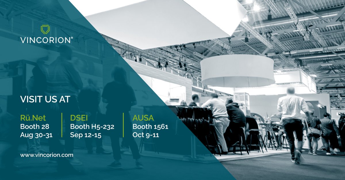 VINCORION_news's tweet image. 3 industry #events, 1 mission: to inspire enthusiasm for innovations in #defense technology. Come and visit the VINCORION booth at #RÜNET in Koblenz (@cpmDEFENCENTWRK), @DSEI_event in London, or ‌#AUSA2023 in Washington. 

#meetus #exhibition