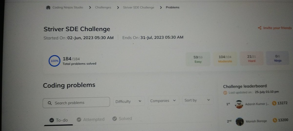 kraman0511's tweet photo. I'm thrilled to announce that I have successfully completed the #StriversSheetDone!
After countless hours of dedication and hard work, I've tackled every problem and conquered the coding journey. It feels amazing to have leveled up my skills and expanded my knowledge.@striver_79 https://t.co/SrzJFn9Y2C