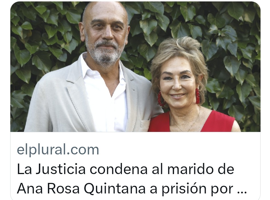 Silvia33domin's tweet photo. Aquí estoy viendo Ana Rosa en T5 esperando a que de la noticia de su marido Juan Muñoz 
Condenado a ir a la cárcel por estar implicado en el caso Pino 
con Villarejo 

Ya que ella no lo dice, tendremos que decirlo nosotros 

Ella a lo suyo criticar al PSOE https://t.co/Hwy0AQXY7O