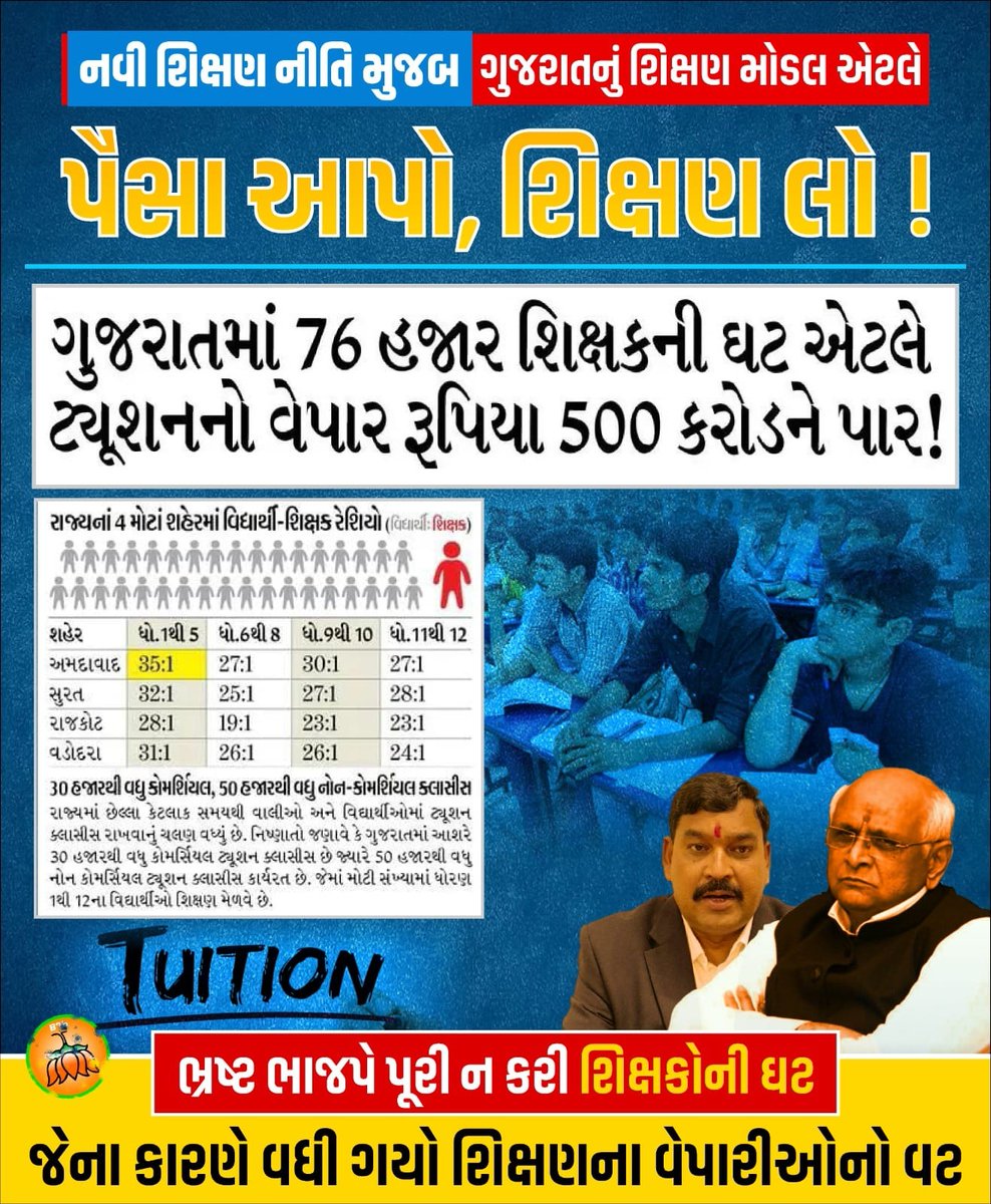 AapJaymin's tweet photo. કોઈ પણ રાષ્ટ્રનું નિર્માણ તેના શિક્ષણ થકી જ થાય છે..અને શિક્ષકનું જ ભવિષ્ય ખતરામાં હશે તો તે રાષ્ટ્રનું નિર્માણ કઈ રીતના કરી શક્શે?
જેથી એક જ માંગ કે કાયમી ભરતી આપે ગુજરાત સરકાર..
#GUJ_WANT_GOV_TEACHERS  @kuberdindor @prafulpbjp @CMOGuj @PMOIndia https://t.co/o6wsCG4N39