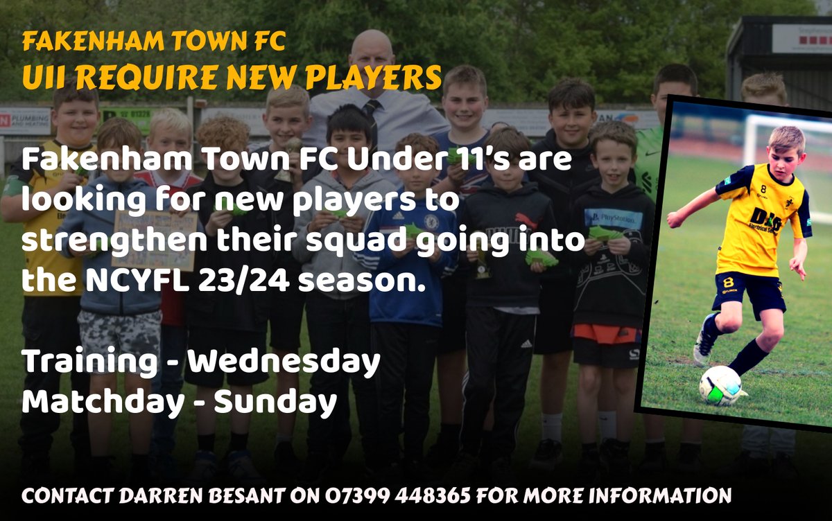 Fakenham Town U11 are after some extra players… 👻