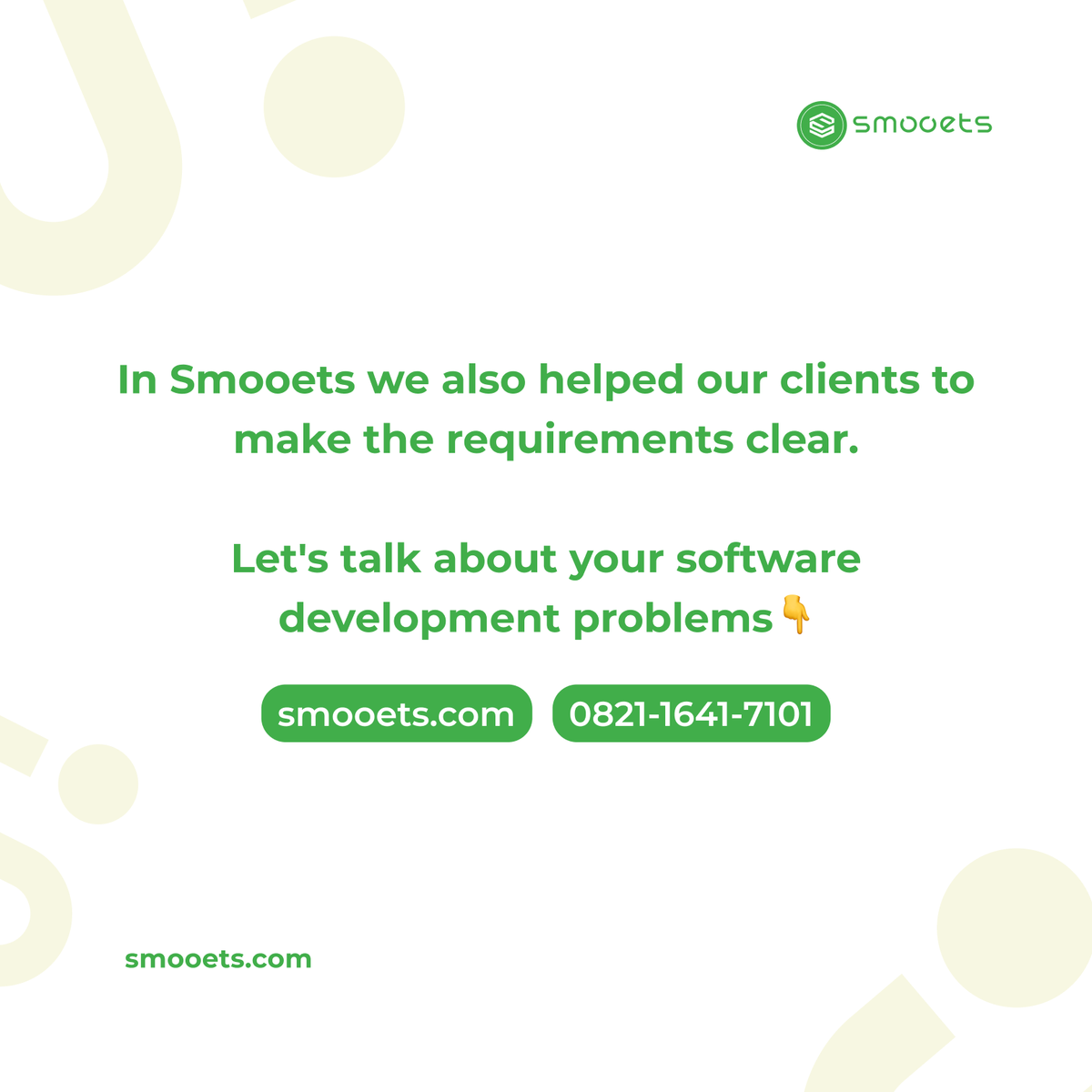 SMOOETS's tweet photo. Unclear project requirement is most likely the top reasons why so many software development projects failed…⁣
⁣
Well, here we have a few tips for you and also sometimes we apply on our project.⁣
⁣
---⁣
#smooets⁣
#outsourcing⁣
#projectmanagement⁣⁣
#softwareengineering https://t.co/stfOSV9PsA