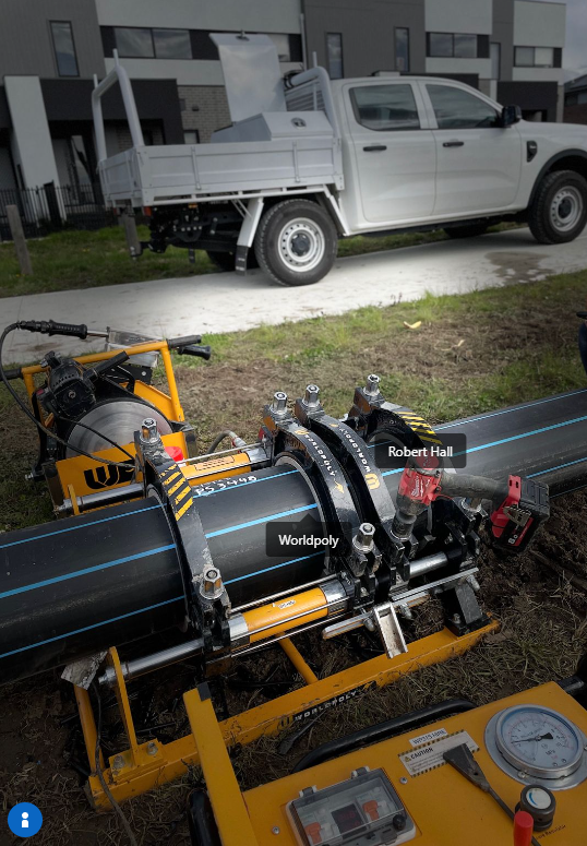 worldpoly's tweet photo. Stevens Watermains almost completed external extension package in Clyde North with the help of #worldpoly equipment.
Scope including 500 L/M of DN280 dual main, most of which bored through existing infrastructure. https://t.co/UfVtNqa9Zy