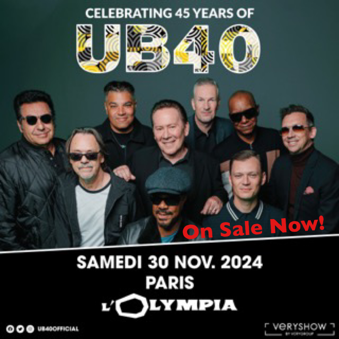 Tickets for our 2024 shows in Paris, Amsterdam and Antwerp are on sale now! Get yours here: Amsterdam: ticketmaster.nl/event/295097?C… Paris: bit.ly/UB40_Paris24 Antwerp: lotto-arena.be/en/event/ub40-… Or see links in bio. Big love UB40 #UB40 #Reggae #UB45 #Paris #Antwerp #Amsterdam