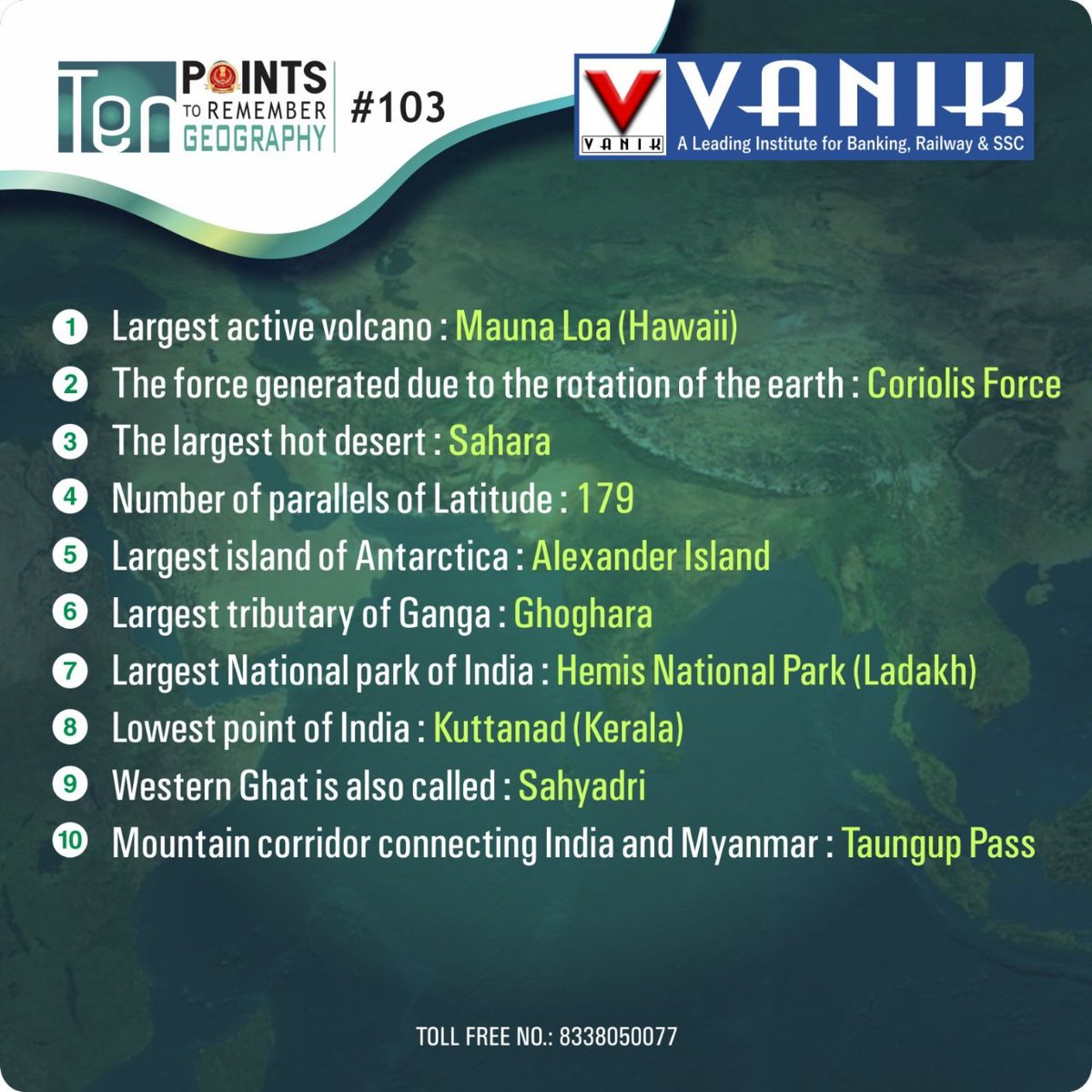 VanikEducation's tweet photo. 📌Ten Points To Remember #GEOGRAPHY
.
.
🧠Daily Interesting 10 points to Remember
📚General knowledge...Learn something New
👇We are Here to make you smart.
🔄Share with your friends..
.
.
.
#vanik #top10points #vanikcoaching #geographyknowledge #vanikinstitute https://t.co/kstKsR6nEq