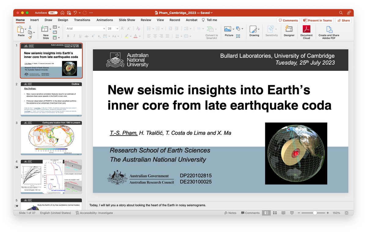 TSonPham's tweet photo. Today, I'll give a seminar at Bullard Labs to share recent exciting findings about the Earth's inner core. 
Related paper and preprint are ready to distribute (please DM me). 
@HrvojeTkalcic @TCostadeLima @Seisxl_Ma https://t.co/wkGIUSxJDN