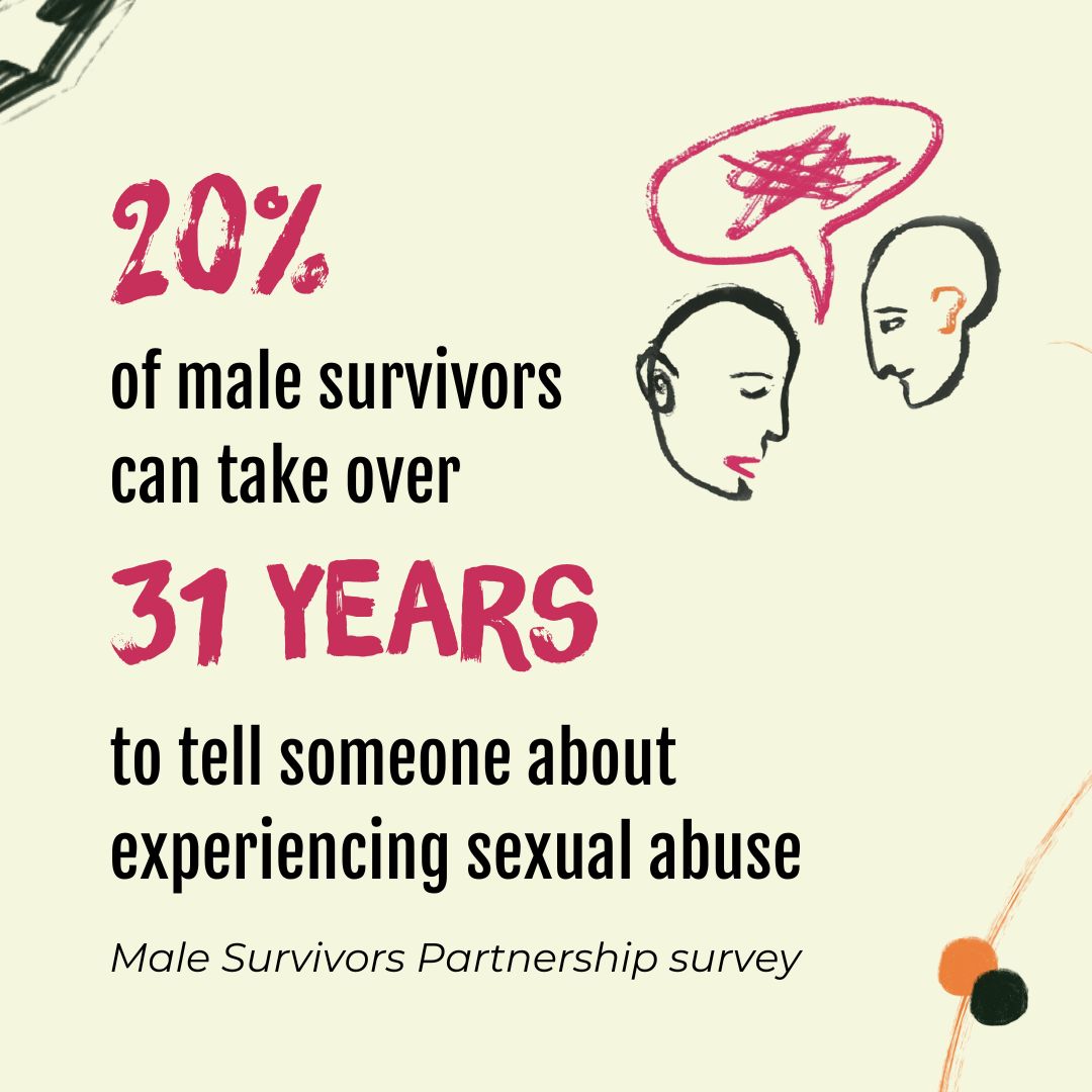 Shame, stigma, and inaccessible services can stop male survivors getting the specialised help they deserve at any time. We know having conversations about sexual abuse can be difficult, but by doing so we can begin to break the silence.