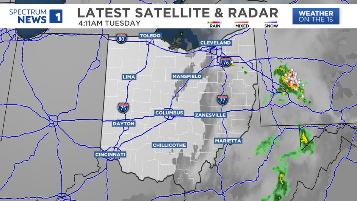 RADAR ON THE 1s- Here is the latest view of the Spectrum News 1 StormTrack Doppler Radar across Ohio. For the latest statewide weather information, visit https://t.co/b1Uud57RaE. #OHwx #RadarUpdate https://t.co/exvoj1JQyp