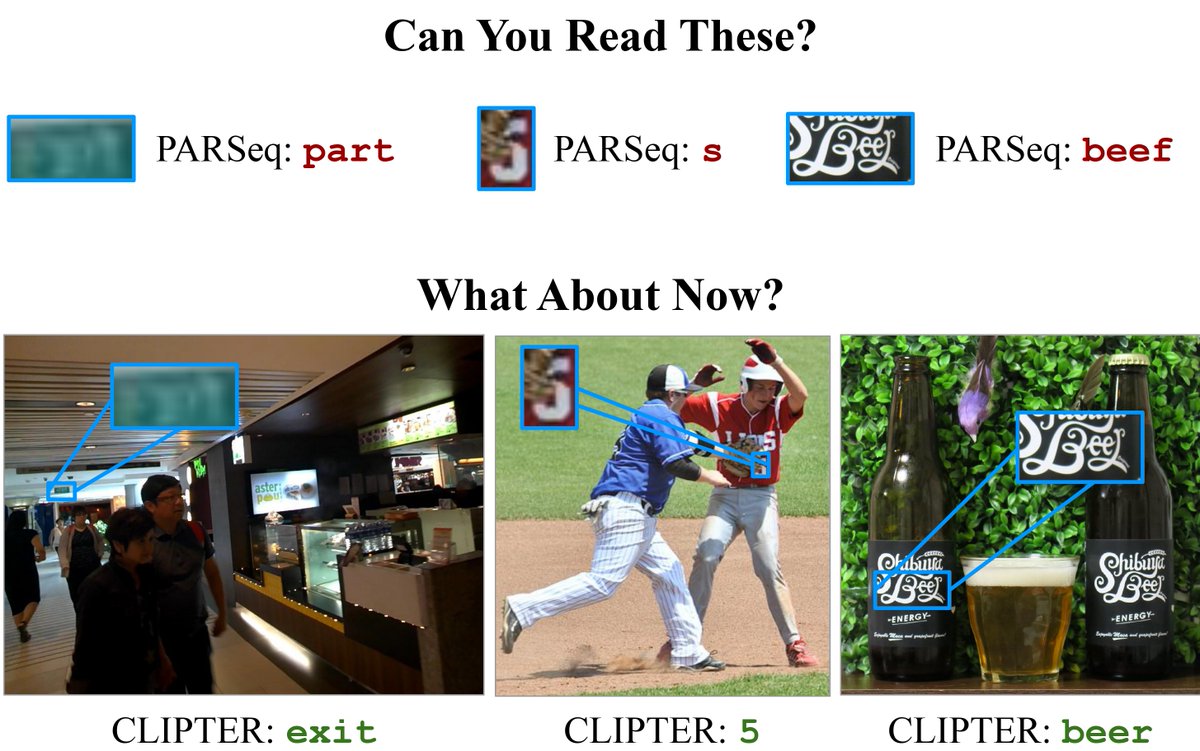 aberdam_aviad's tweet photo. Excited to share that "CLIPTER: Looking at the Bigger Picture in Scene Text Recognition" got accepted to #ICCV2023!
Our research tackles a critical issue in text recognition: the absence of scene context, crucial even for humans to understand hard-to-read text.
@ICCVConference https://t.co/mMNfvPe2Um