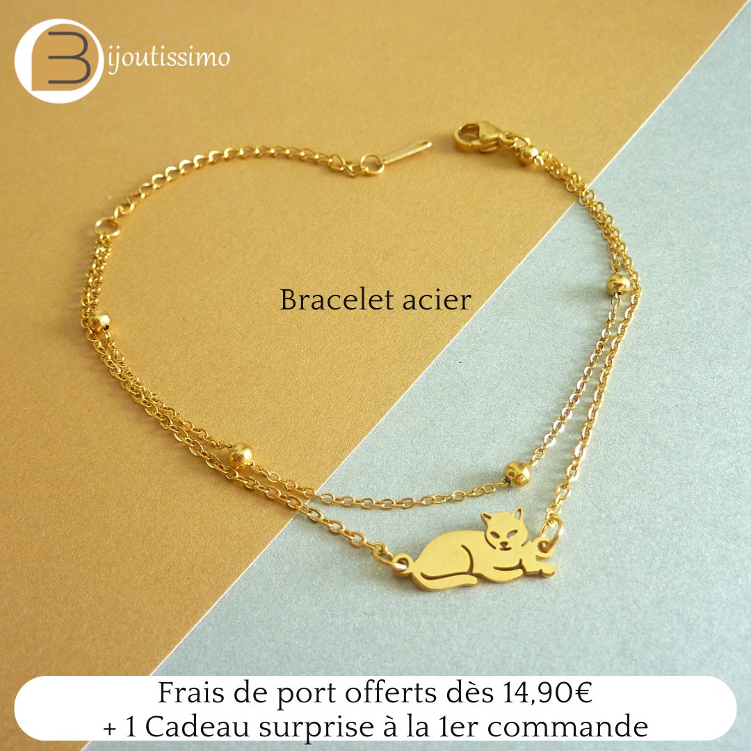 Bijoutissimo's tweet photo. Bracelet acier inoxydable chaîne double rang pour femme féline avec son pendentif d'un chat aux aguets. Existe en acier doré ou argenté.
#braceletacier #braceletchat #braceletdoré #braceletfemme #braceletfélin #braceletmode #bijoutissimo https://t.co/jrPxnf2YSW