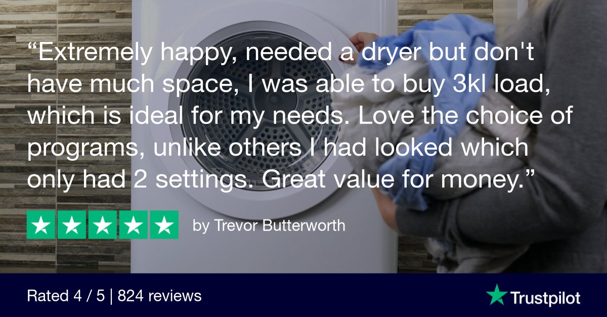 Thank you for your review Trevor Butterworth, we're really pleased to hear that you are enjoying the tumble dryer. 
Discover here... 
bit.ly/3DqRvqK
 #dryer #CompactLiving #costofliving