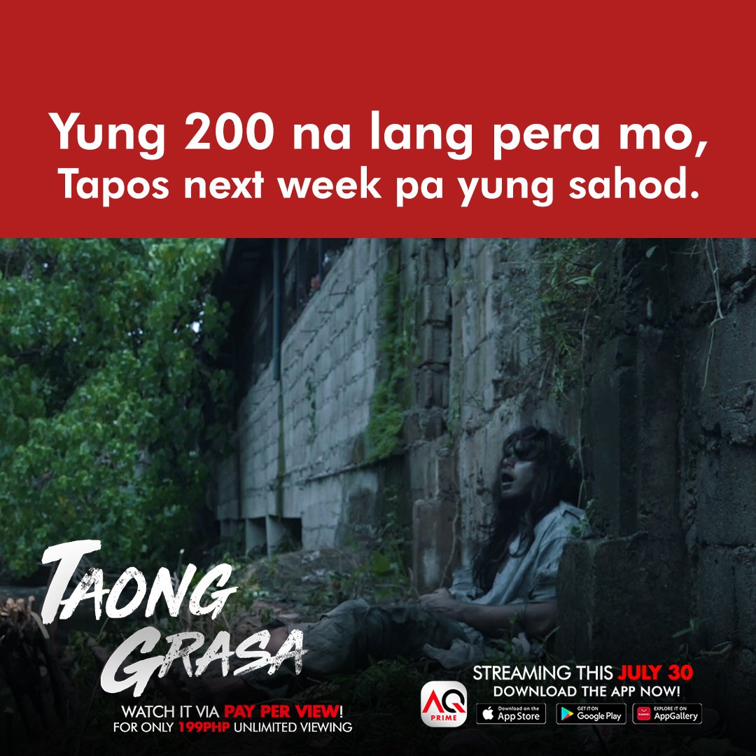 aqprimestream's tweet photo. Hanggang saan aabot ang 200 pesos mo?😂

Taong Grasa is streaming this July 30, only on AQ Prime app!

#AQPrime #TaongGrasa https://t.co/uN2tenG2bh