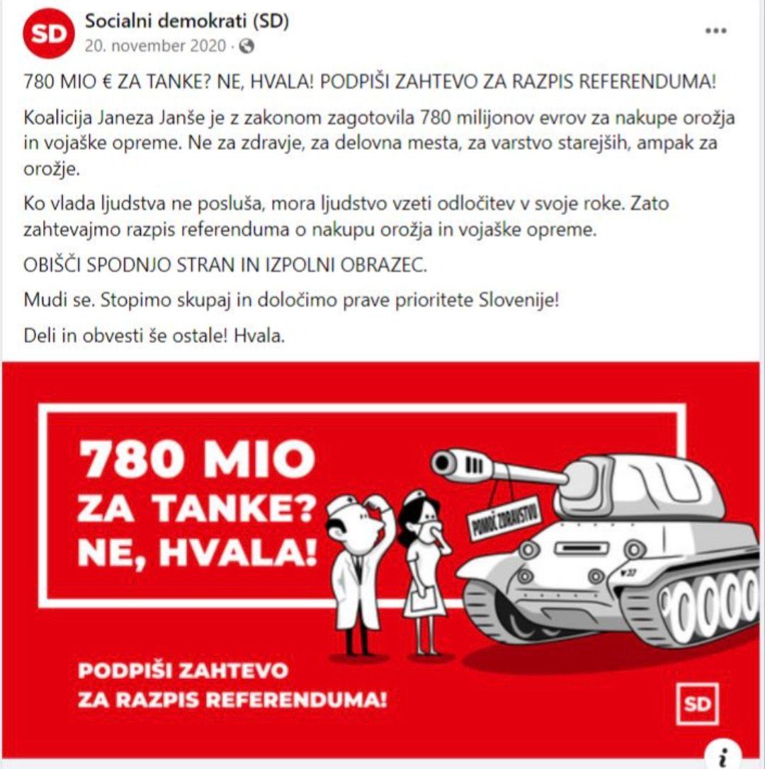 JJansaSDS's tweet photo. 780 milijonov za tanke? NE, hvala. Mi @strankaSD in @strankalevica bomo vsoto podvojili! 😅😂🤣 https://t.co/RwpY95rFGt