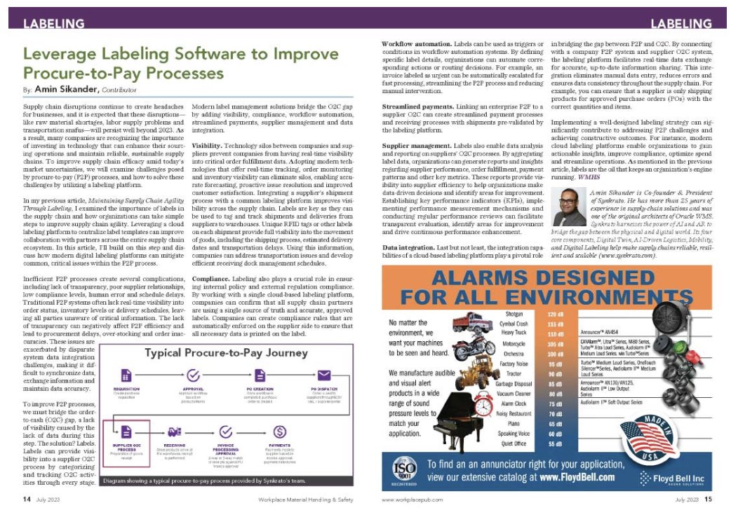 synkrato's tweet photo. 📰 In this article published on @WMHSmag, @Synkrato's Amin Sikander deep dives into the role of labeling software to bridge the gap between Procure-to-Pay and Order-to-Cash processes. 

Read the article   https://t.co/Mrh9lU9pIm

#labeling #label #supplychain https://t.co/hdRSajo5YU