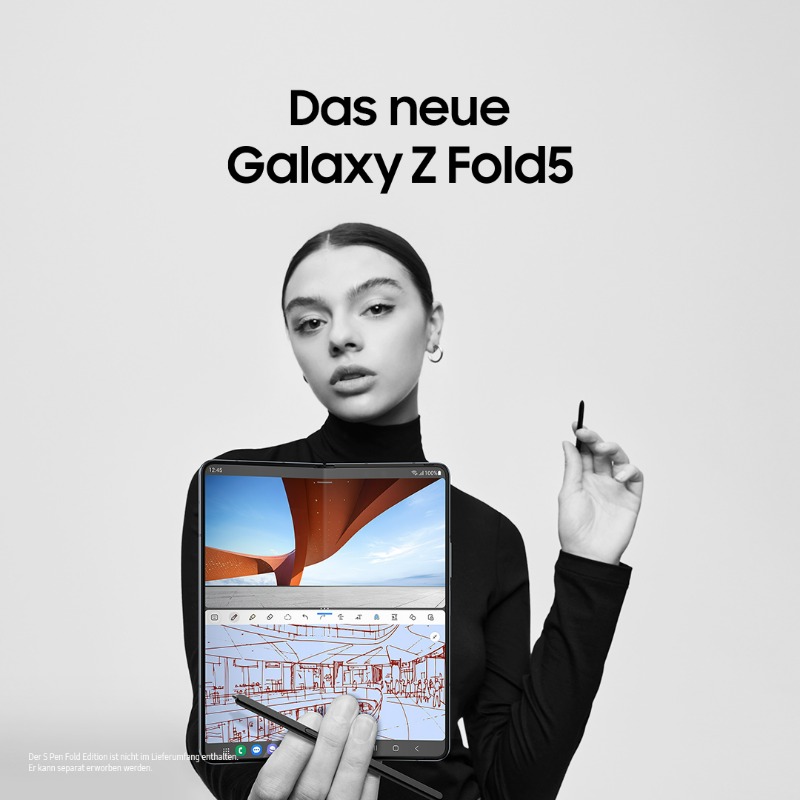 SamsungDE's tweet photo. Dein Lifestyle verlangt Multitasking? Mit dem großen Display des neuen Galaxy Z Fold5 ist das ganz easy.