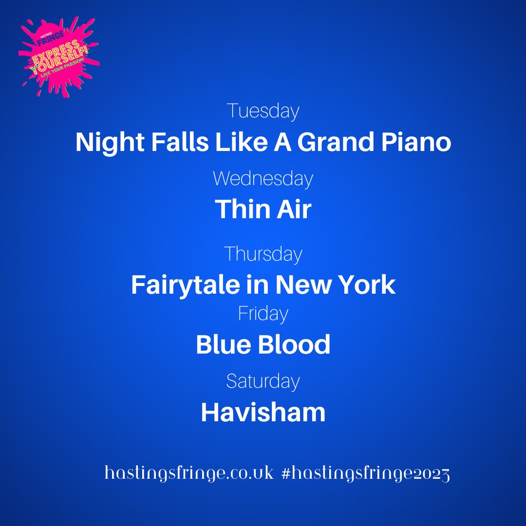 The day has arrived and #HastingsFringe2023 is go!!  There are still a few tickets for this weeks shows: stablestheatre.co.uk We look forward to welcoming you!   Thank you for supporting local theatre and arts!

#HastingsFringe <a href="/stablestheatre/">The Stables Theatre</a> #Hastings #Sussex #Rother