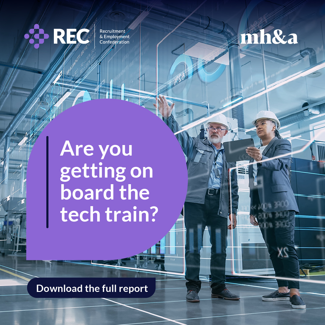 Are you getting on board the tech train? Our "Tech-Enabled Humanity: Your recruitment business and the tech revolution" report discusses the strategies and steps you can take to integrate tech seamlessly into your recruitment practices. Read the report: bit.ly/44HVGe6